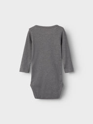 LÅNGÄRMAD RIBBAD BODY - NBMKAB LS BODY NOOS - Mockingbird MELANGE