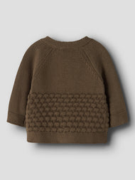 Stickad Kofta i Bomullsmix – Teak - NBNNOBIR LS KNIT CARD LIL