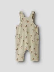 Mönstrad Hängselbyxa i Återvunnen Bomull - Moss Gray DUCK - NBMJOBO AFI LOOSE SWEAT OVERALL LIL
