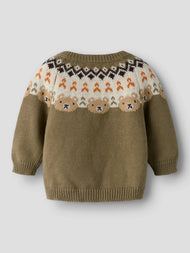 Stickad Babykofta i Ekologisk Bomull - Mermaid - NBMOSMANE LS KNIT CARD