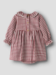 Rutig Bomullsklänning med Volangkrage 56-86 – Biking Red - NBFROANNE LS BODY DRESS LIL