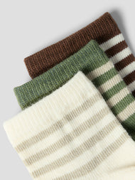Randiga Babystrumpor i Ekologisk Bomull 3-pack - Turtledove - NBMROSSA DIR 3 PACK SOCK LIL