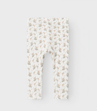 TRYCKTA LEGGINGS Coconut Milk flowers - NBFGAGO SLIM LEGGING LIL NOOS