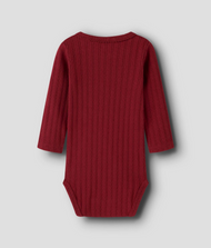 EKOLOGISK BOMULL BODY - NBFRITA SIG LS SLIM BODY LIL - RED DAHLIA