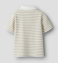 Ribbad randig pike - NMMHALDUR SS LOOSE POLO LIL - COCA MOCHA