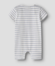 Ribbad randig bodysuit - NBMHALDUR SS LOOSE SHORT SUIT LIL - DUSTY BLUE