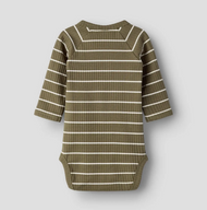 Ribbad randig body - NBMKAIL LS SLIM BODY LIL NOOS - Shitake