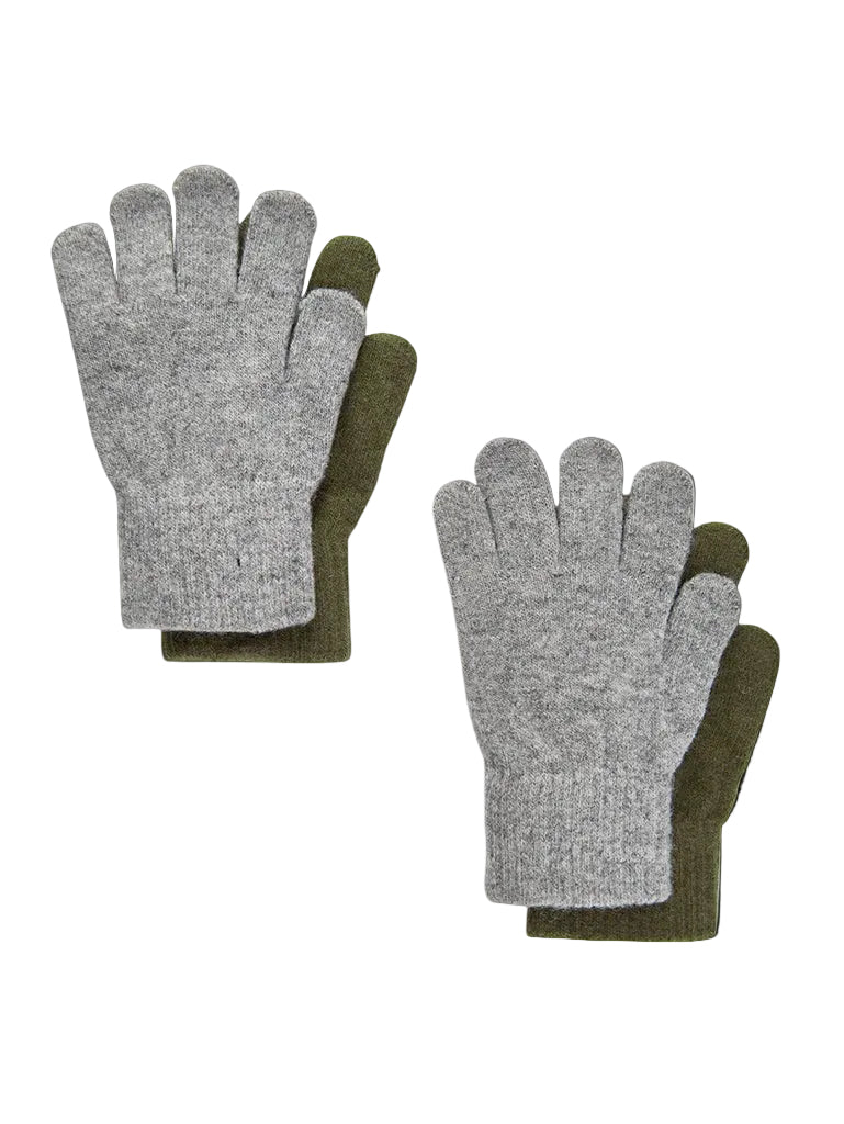 Varma fingervantar i ull 2-pack – Military Olive