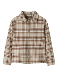 Rutig Flanellskjorta i Ekologisk Bomull - 92-128 - White Pepper - NMMRENRIK LS LOOSE SHIRT LIL