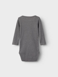 LÅNGÄRMAD RIBBAD BODY - NBMKAB LS BODY NOOS - Mockingbird MELANGE