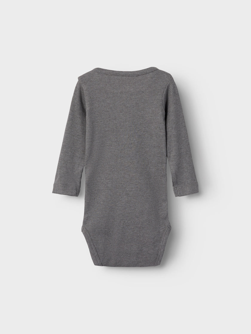LÅNGÄRMAD RIBBAD BODY - NBMKAB LS BODY NOOS - Mockingbird MELANGE