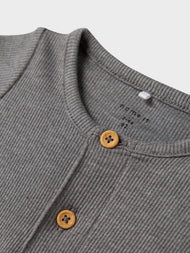 LÅNGÄRMAD RIBBAD BODY - NBMKAB LS BODY NOOS - Mockingbird MELANGE