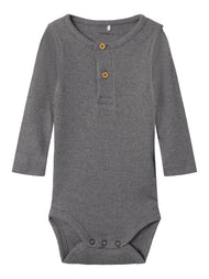 LÅNGÄRMAD RIBBAD BODY - NBMKAB LS BODY NOOS - Mockingbird MELANGE