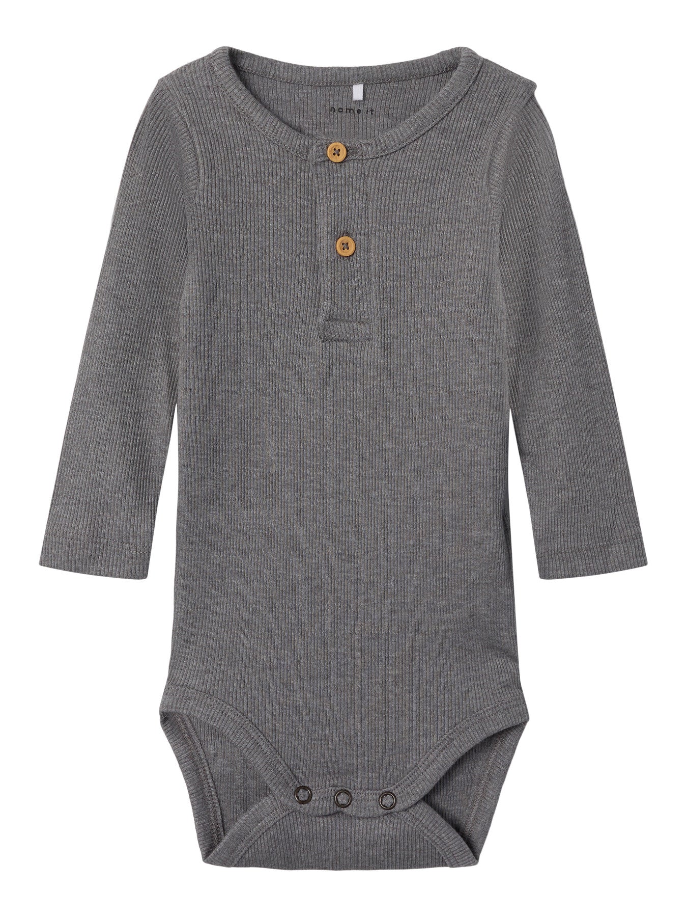 LÅNGÄRMAD RIBBAD BODY - NBMKAB LS BODY NOOS - Mockingbird MELANGE