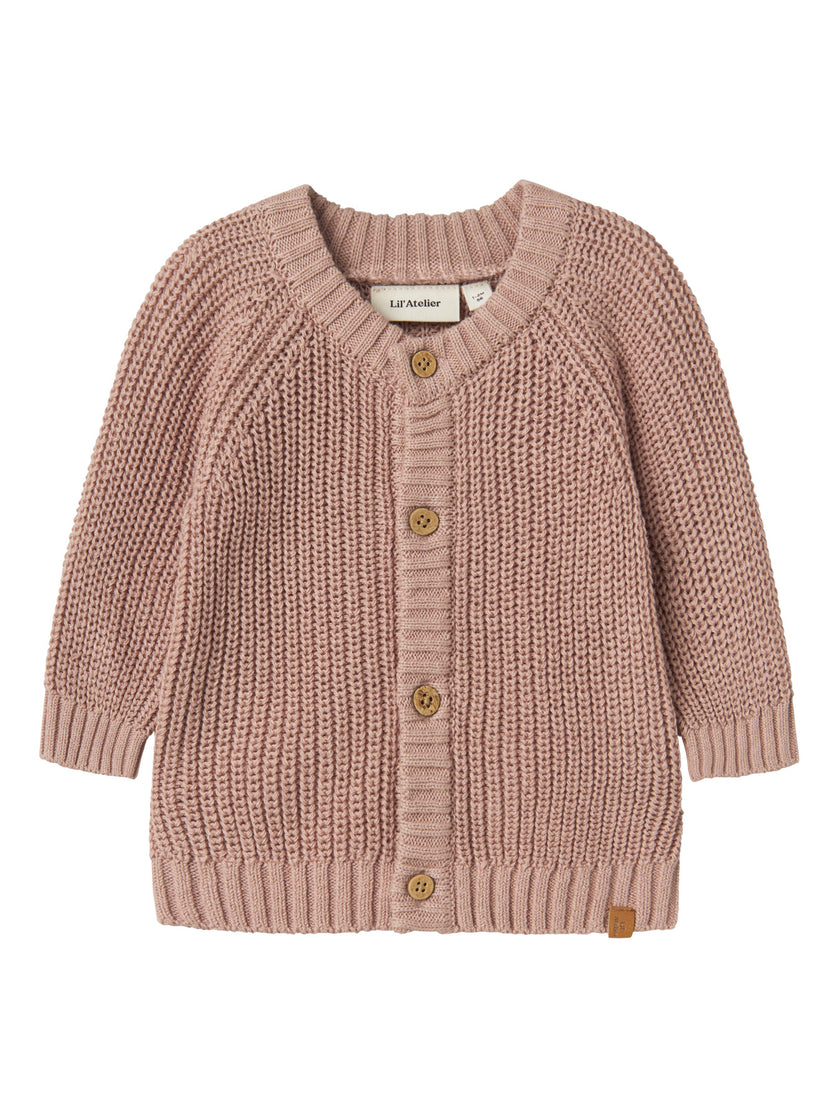Stickad kofta eko bomull - NBNEMLEN LS KNIT CARD LIL NOOS - Misty Rose
