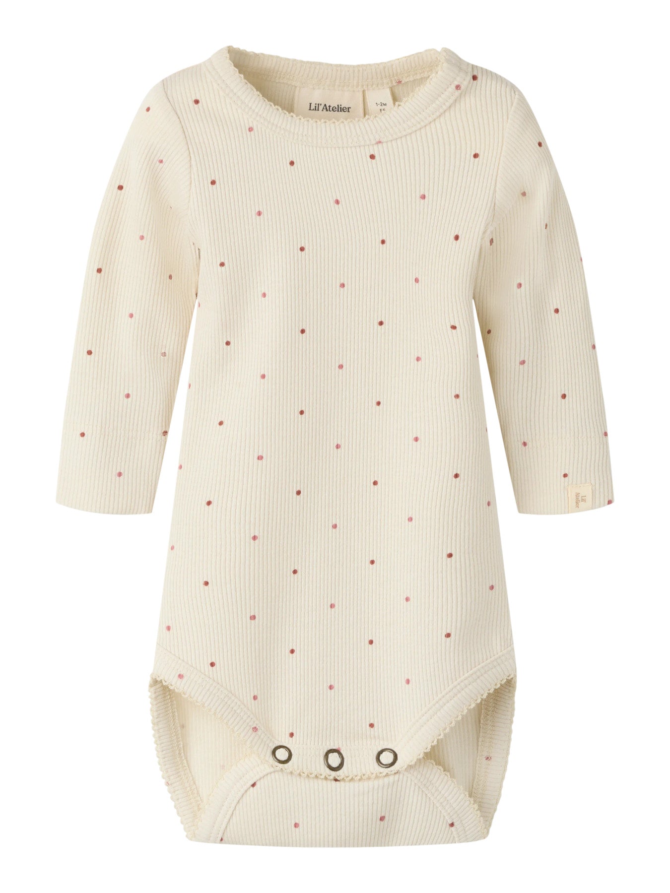 Prickig body i Bomull & TENCEL™ Lyocell - Turtledove DOT - NBFGAGO KOS LS SLIM BODY LIL