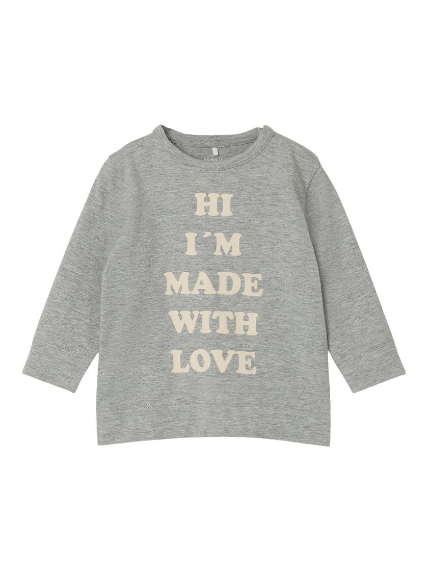 Baby t-shirt - NBMLARA LS TOP - Grey Melange