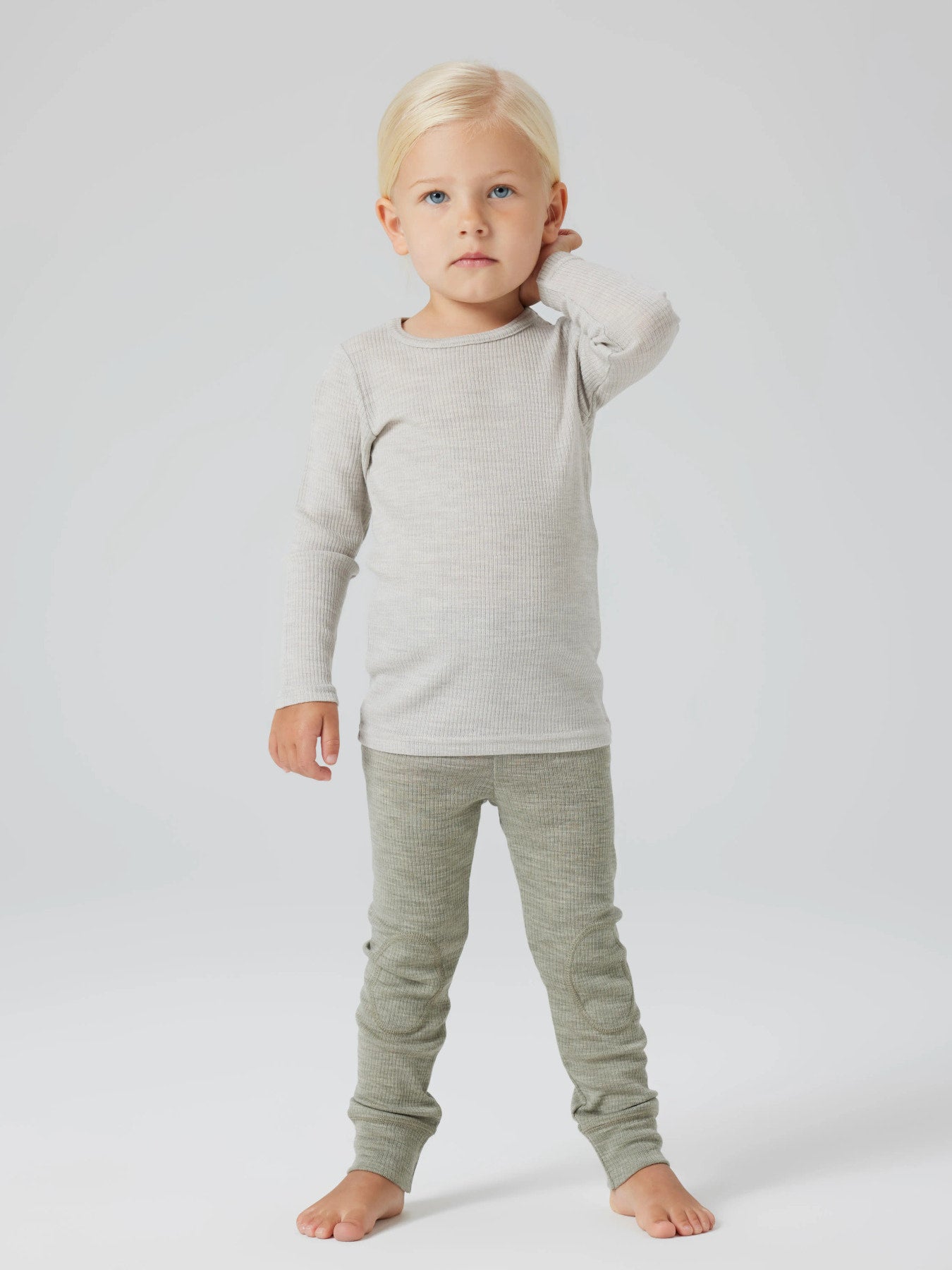 Ribbade leggings i 100% merinoull – NMNWAX WOOL RIB LEGGING NOOS - Mulled Basil