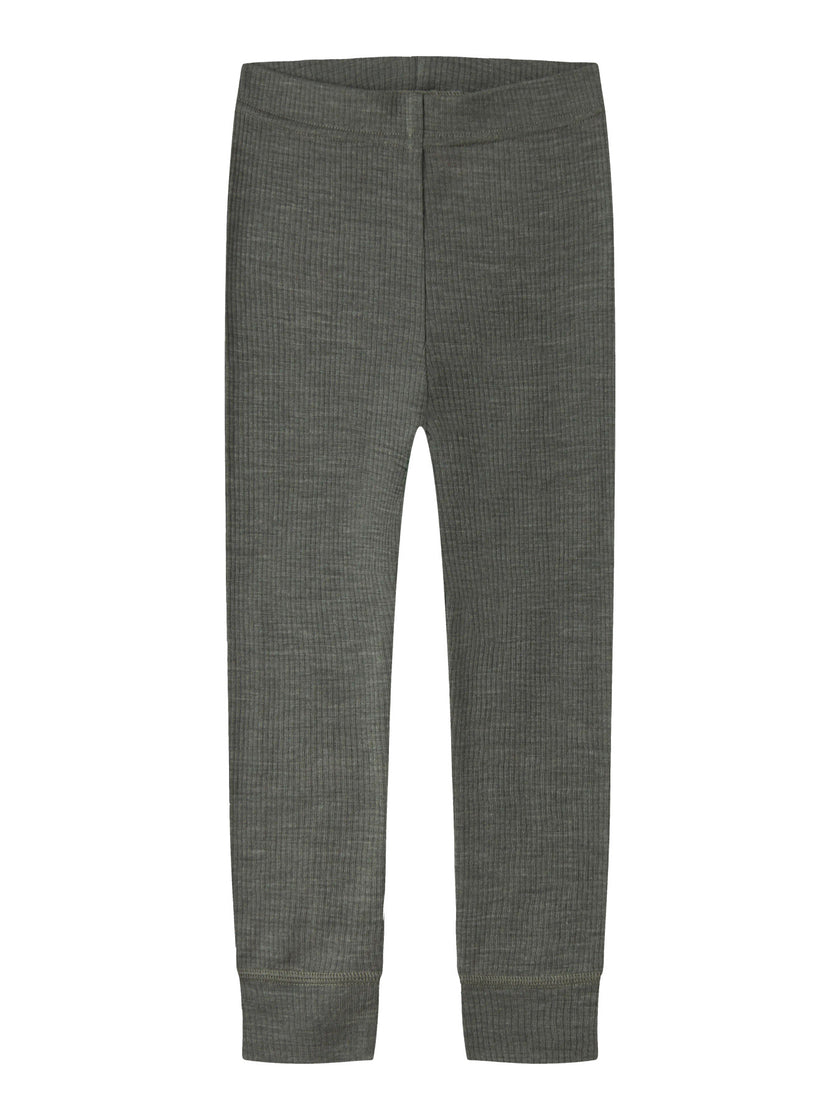 Ribbade leggings i 100% merinoull – NMNWAX WOOL RIB LEGGING NOOS - Mulled Basil