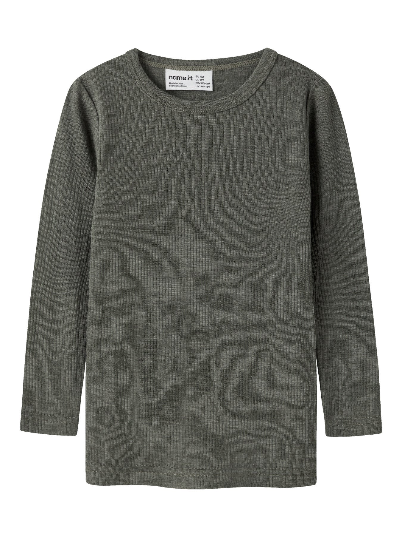 Ribbad långärmad tröja i 100% merinoull – NMNWAX WOOL RIB LS TOP NOOS - Mulled Basil