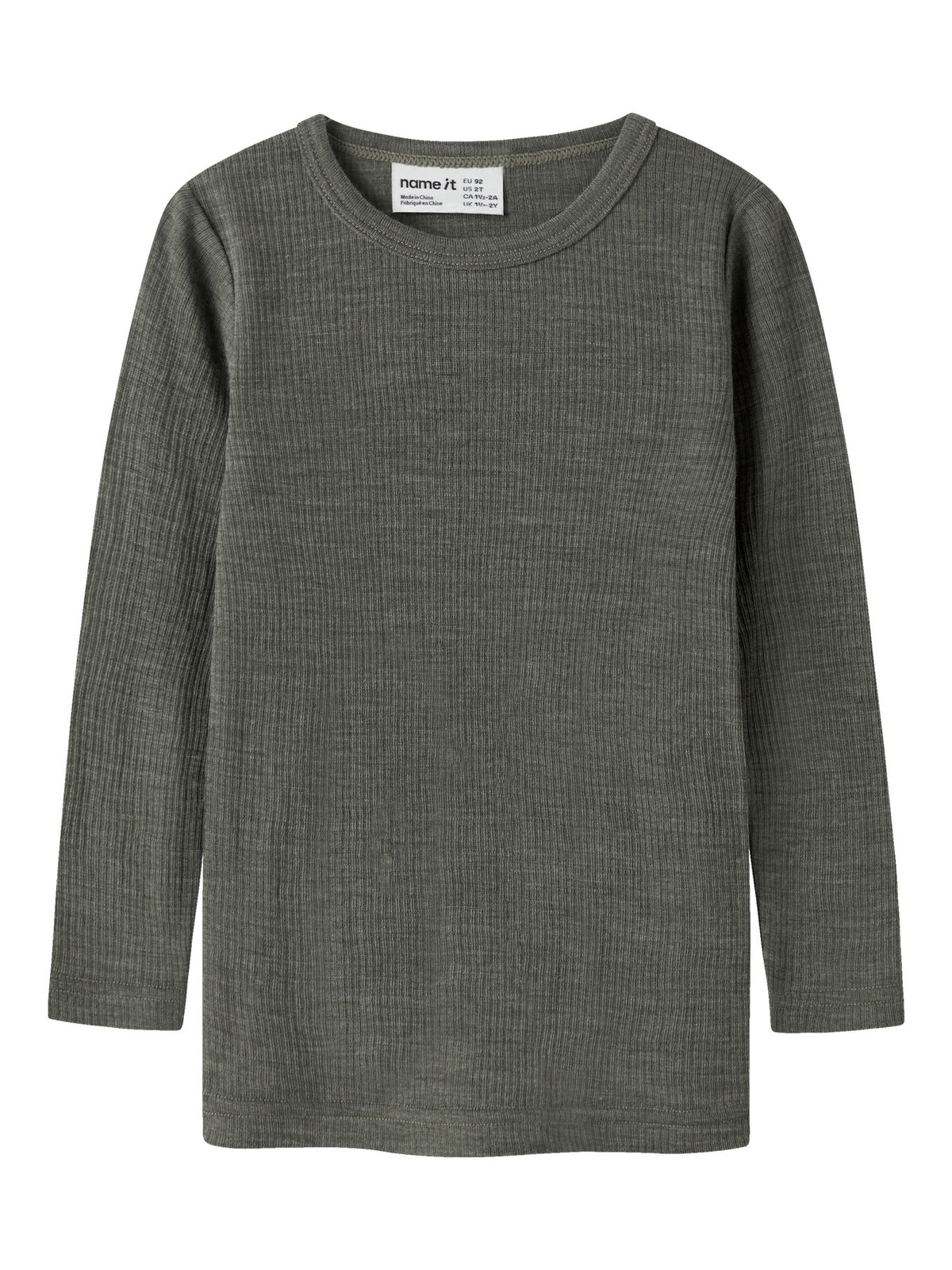Ribbad långärmad tröja i 100% merinoull – NMNWAX WOOL RIB LS TOP NOOS - Mulled Basil