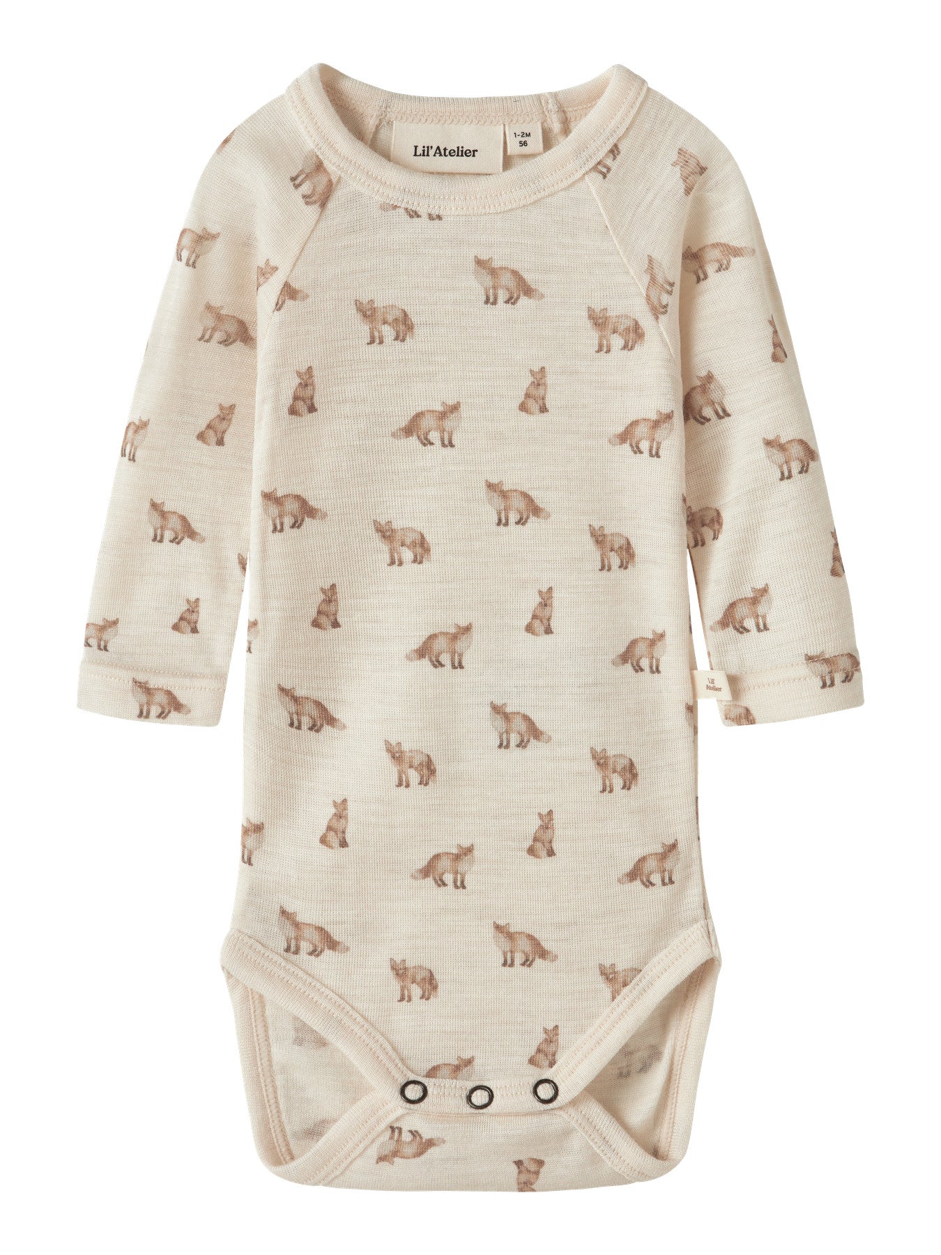 Ullbody i Merinoull & Modal - Turtledove FOX - NBMNALU WO/MO LS SLIM BODY LIL NOOS