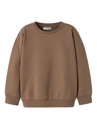 Skön Sweatshirt i Ekologisk Bomull - NMNOMAS LS LOOSE SWEAT LIL - Coca Mocha