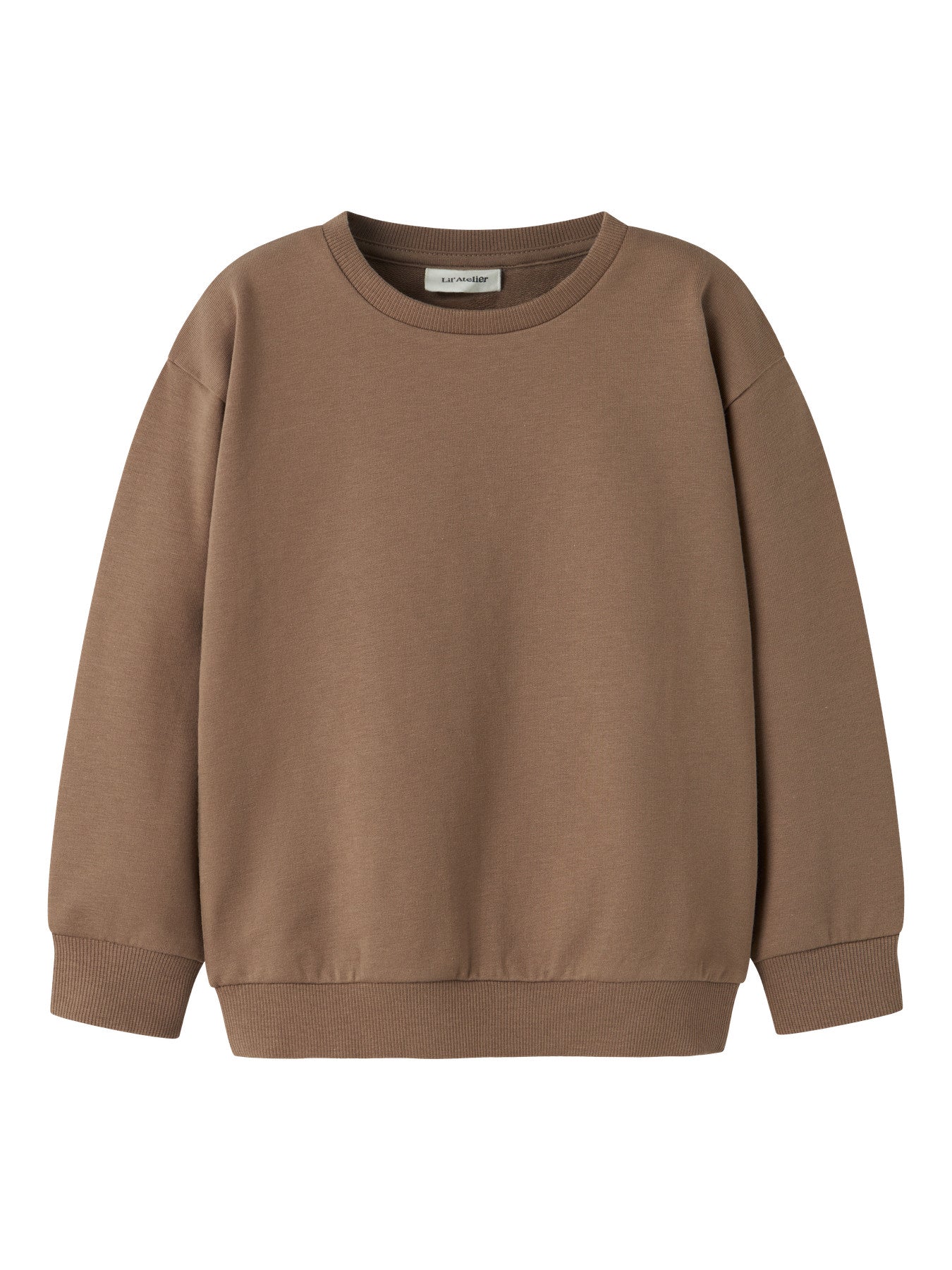 Skön Sweatshirt i Ekologisk Bomull - NMNOMAS LS LOOSE SWEAT LIL - Coca Mocha