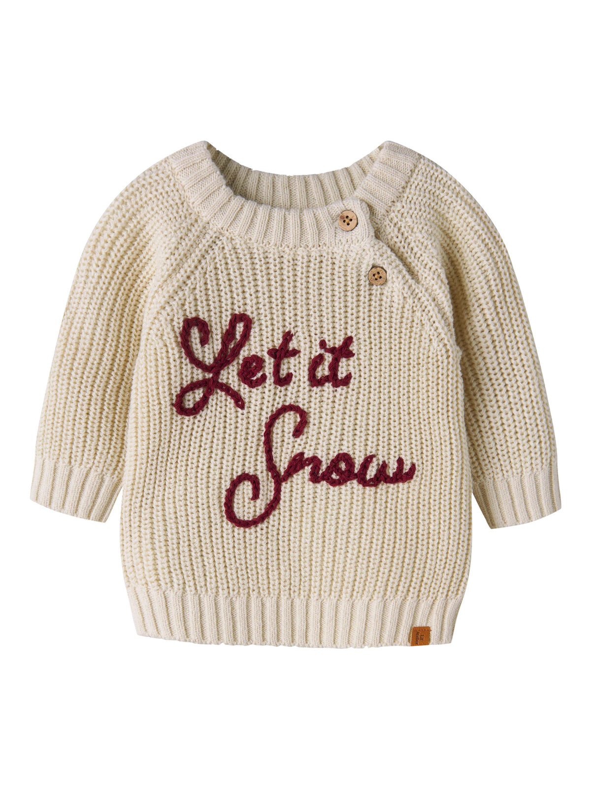 Stickad Tröja med Broderi - Turtledove LET IT SNOW - NBNEMLEN MIO LS KNIT LIL