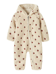 Mönstrad Teddyoverall Baby - Turtledove Apples - NBFNALO SIA LS LOOSE SUIT LIL