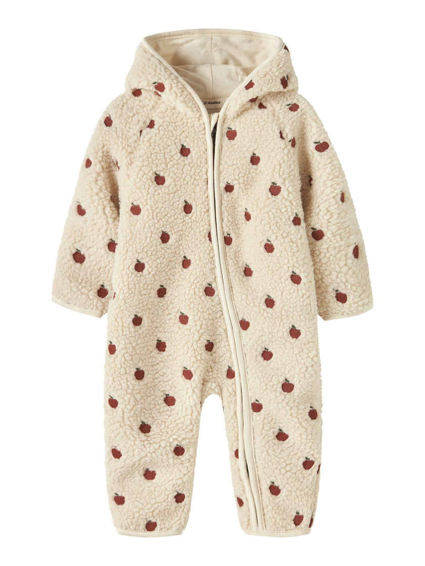 Mönstrad Teddyoverall Baby - Turtledove Apples - NBFNALO SIA LS LOOSE SUIT LIL