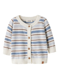 Stickad kofta i ekologisk bomull - NBMHITO LS KNIT CARD LIL - DUSTY BLUE