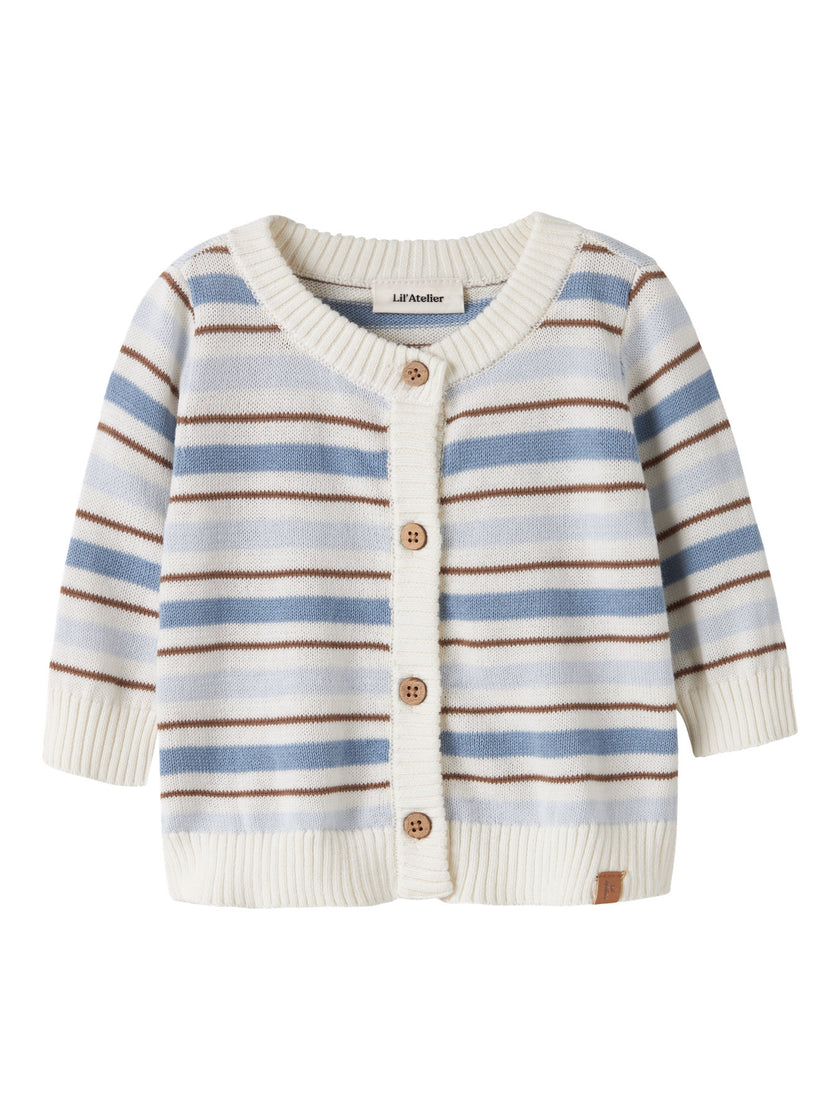 Stickad kofta i ekologisk bomull - NBMHITO LS KNIT CARD LIL - DUSTY BLUE