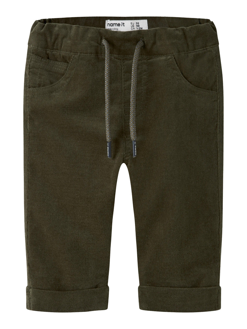 Manchesterbyxor - Olive Night - NBMBEN REG CORD WL PANT 4609-YT