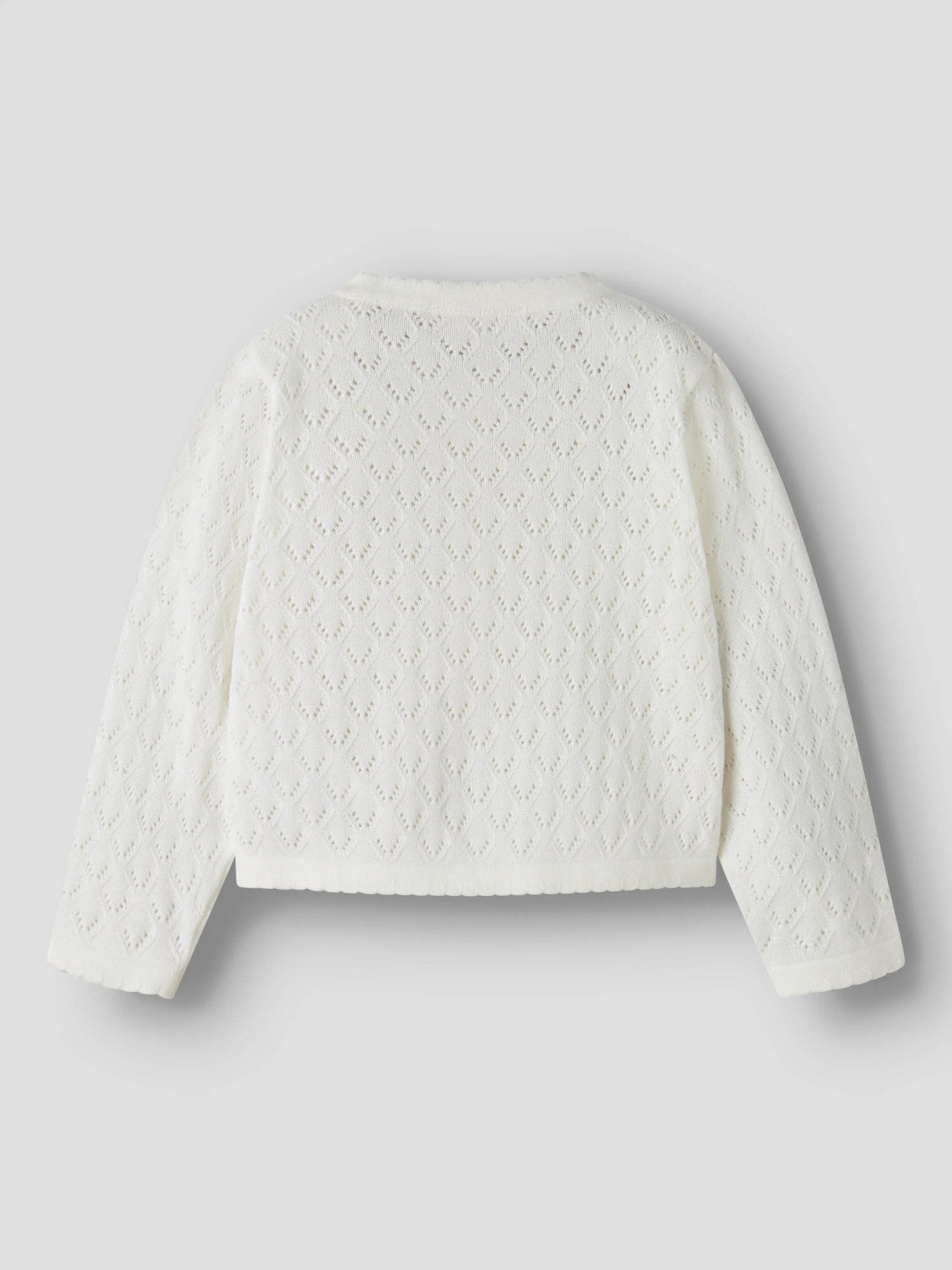 Stickad Kofta i Ekologisk Bomull - NMFDESINA LS SHORT KNIT CARD - Cloud Dancer