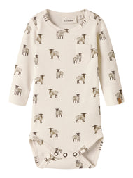 Mönstrad Body i Bomull & TENCEL™ Lyocell - Turtledove SHEEP - NBMGAVO EKO LS SLIM BODY LIL