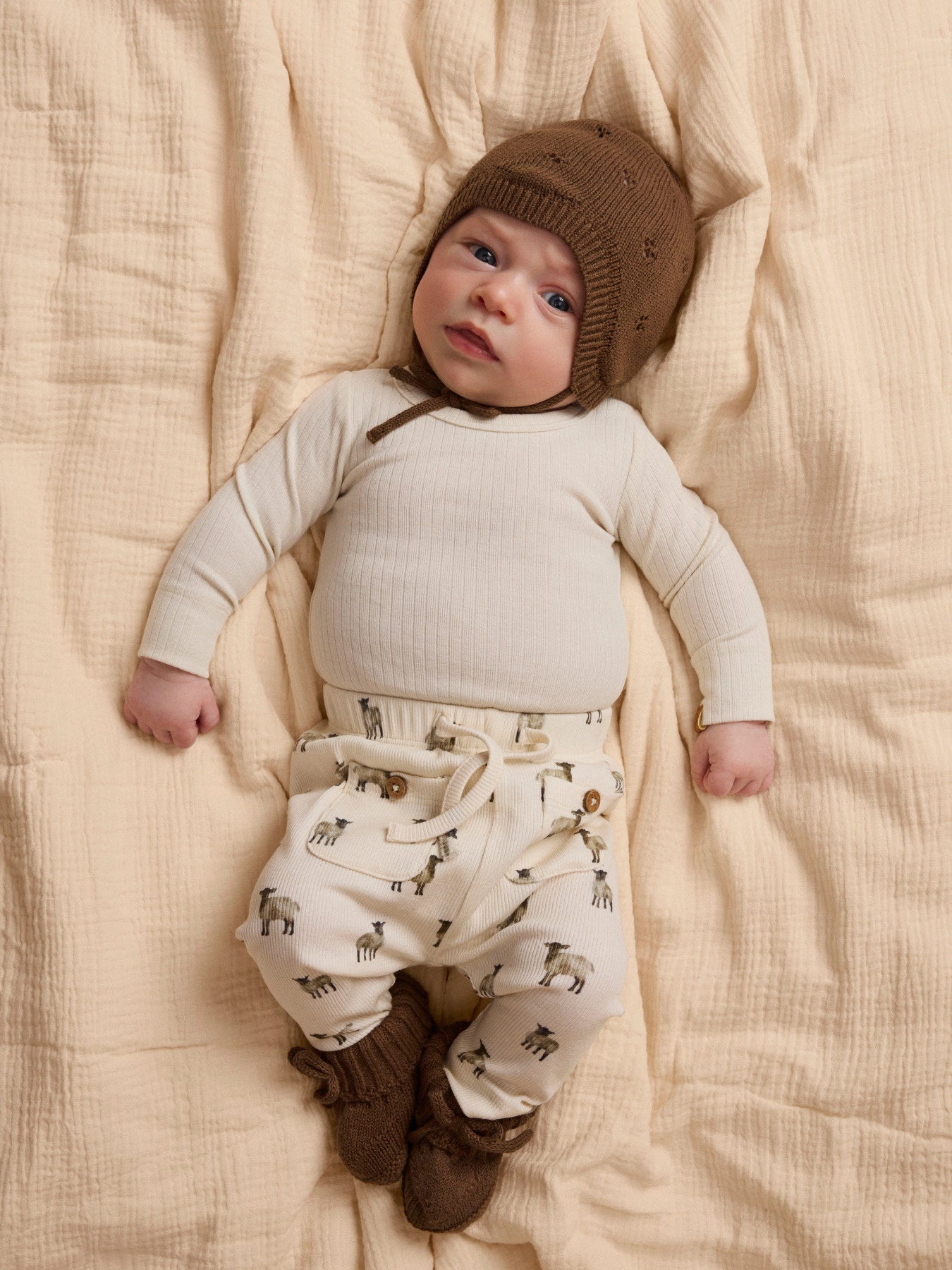 Mönstrade Babybyxor i Bomull & TENCEL™ Lyocell - Turtledove SHEEP - NBMGAVO ENK LOOSE PANT LIL