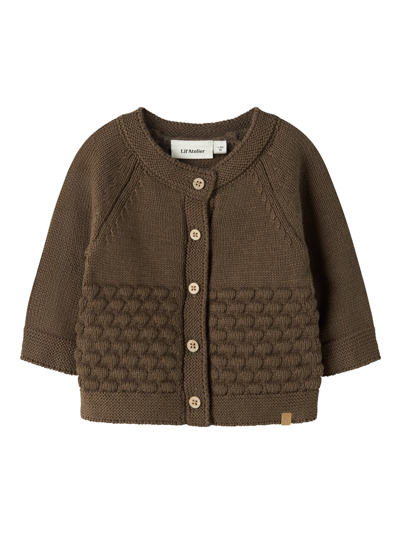 Stickad Kofta i Bomullsmix – Teak - NBNNOBIR LS KNIT CARD LIL