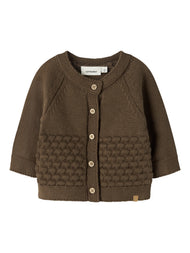 Stickad Kofta i Bomullsmix – Teak - NBNNOBIR LS KNIT CARD LIL