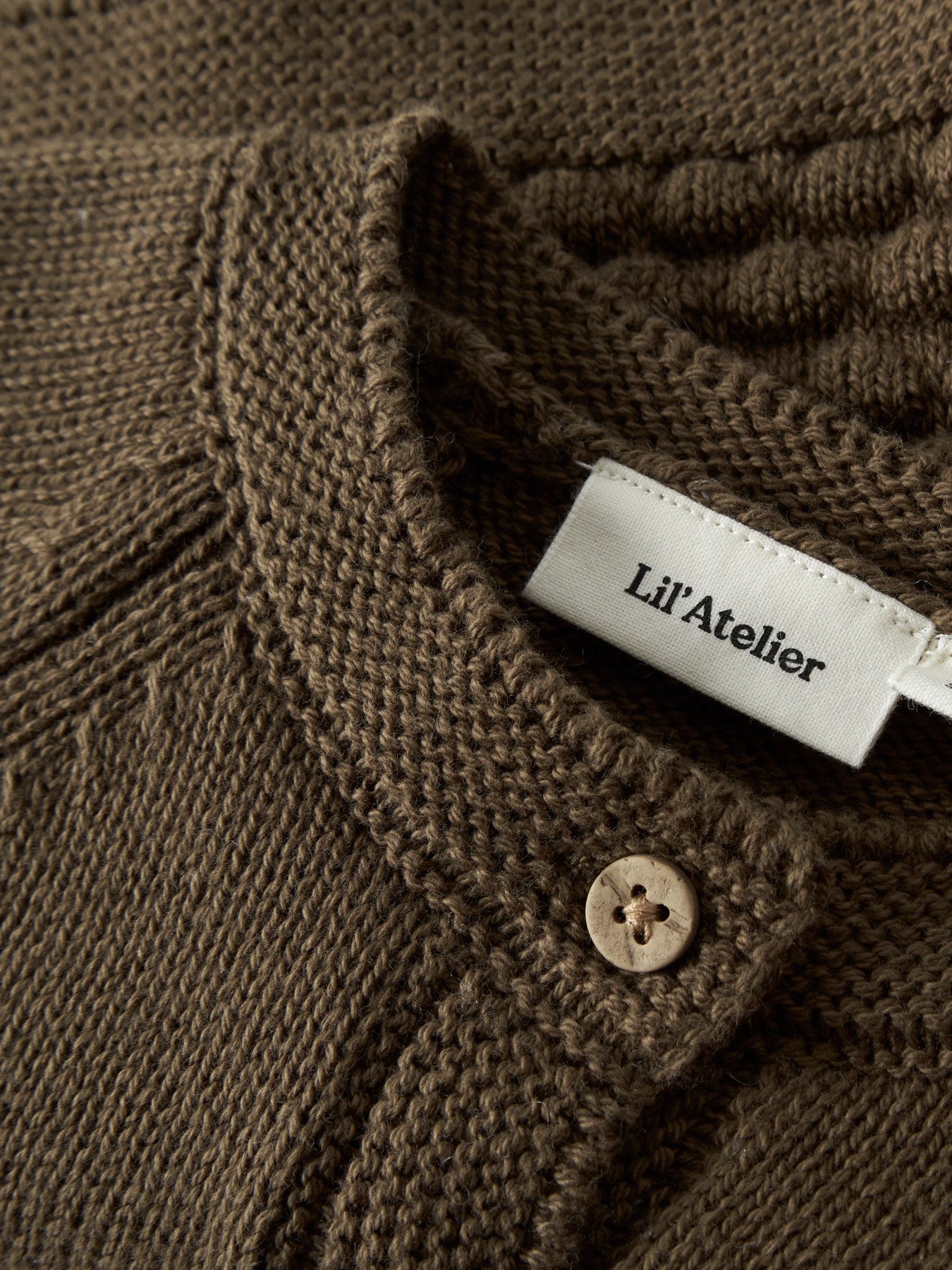 Stickad Kofta i Bomullsmix – Teak - NBNNOBIR LS KNIT CARD LIL