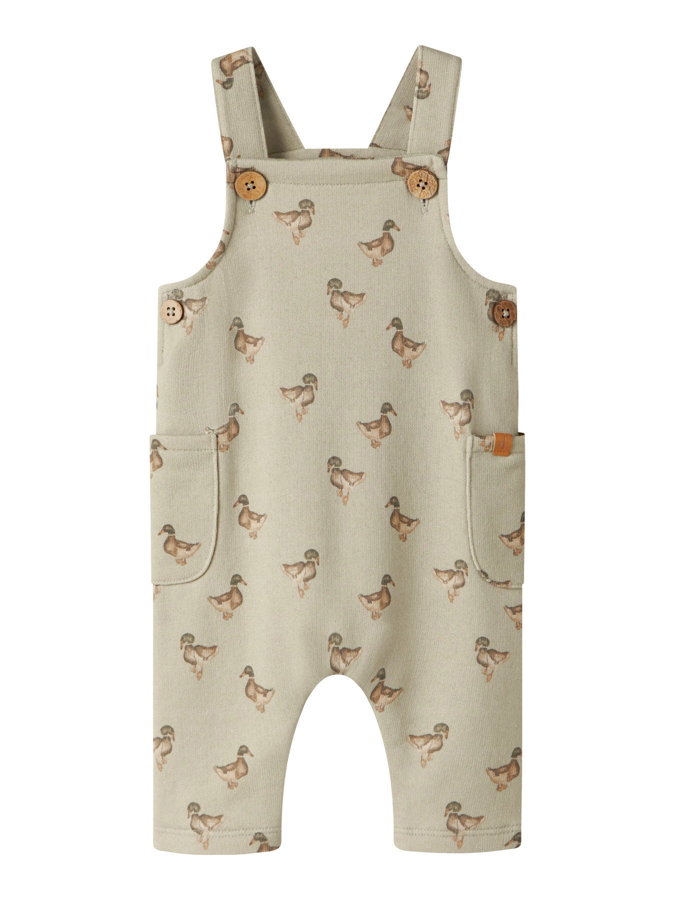 Mönstrad Hängselbyxa i Återvunnen Bomull - Moss Gray DUCK - NBMJOBO AFI LOOSE SWEAT OVERALL LIL