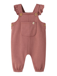 Hängselbyxa Ekologisk Bomull - Withered Rose - NBFKILANO LOOSE SWEAT OVERALL BRU LIL