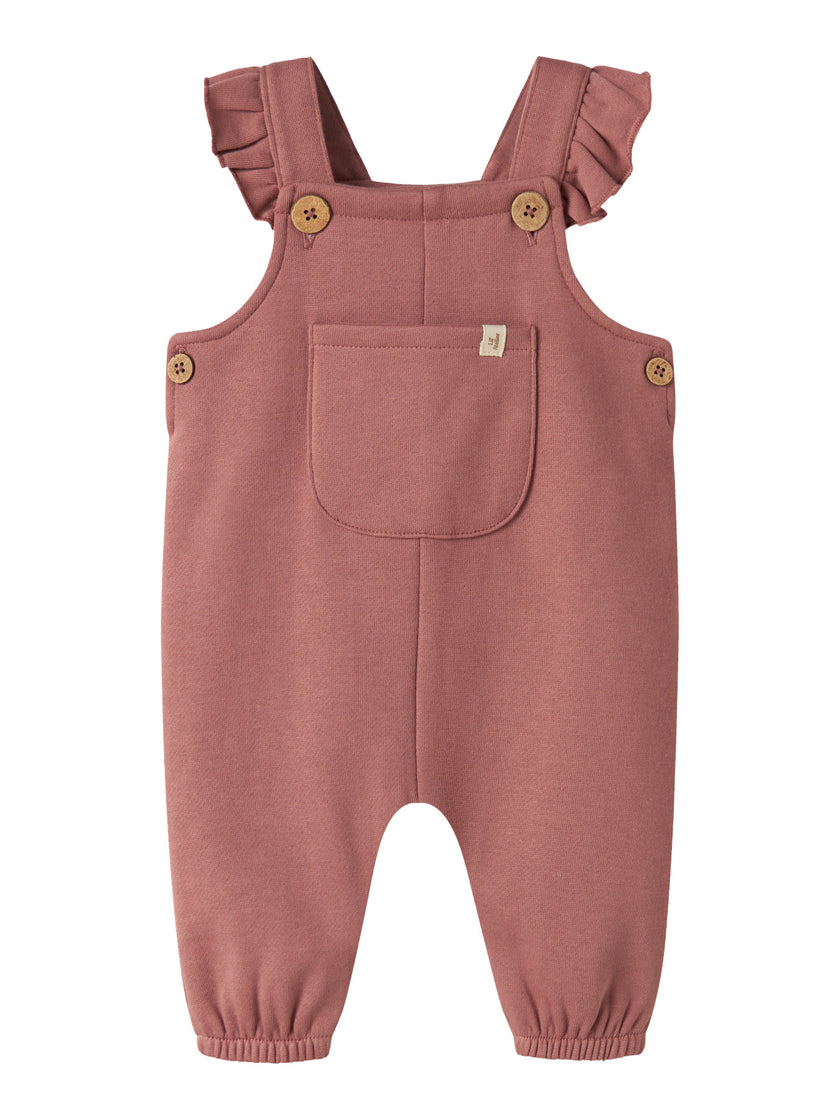 Hängselbyxa Ekologisk Bomull - Withered Rose - NBFKILANO LOOSE SWEAT OVERALL BRU LIL