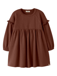 Klänning Ekologisk Bomull - Mahogany - NMFTHORO HEN LS LOOSE DRESS LIL