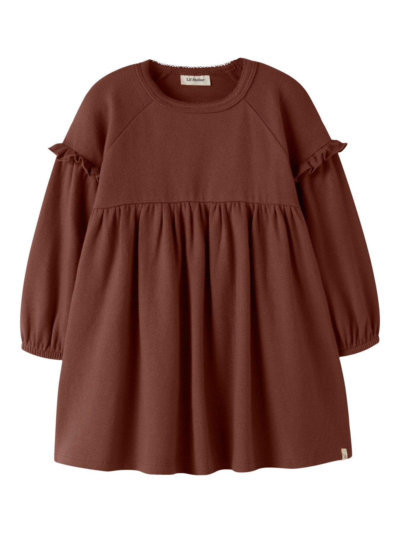 Klänning Ekologisk Bomull - Mahogany - NMFTHORO HEN LS LOOSE DRESS LIL