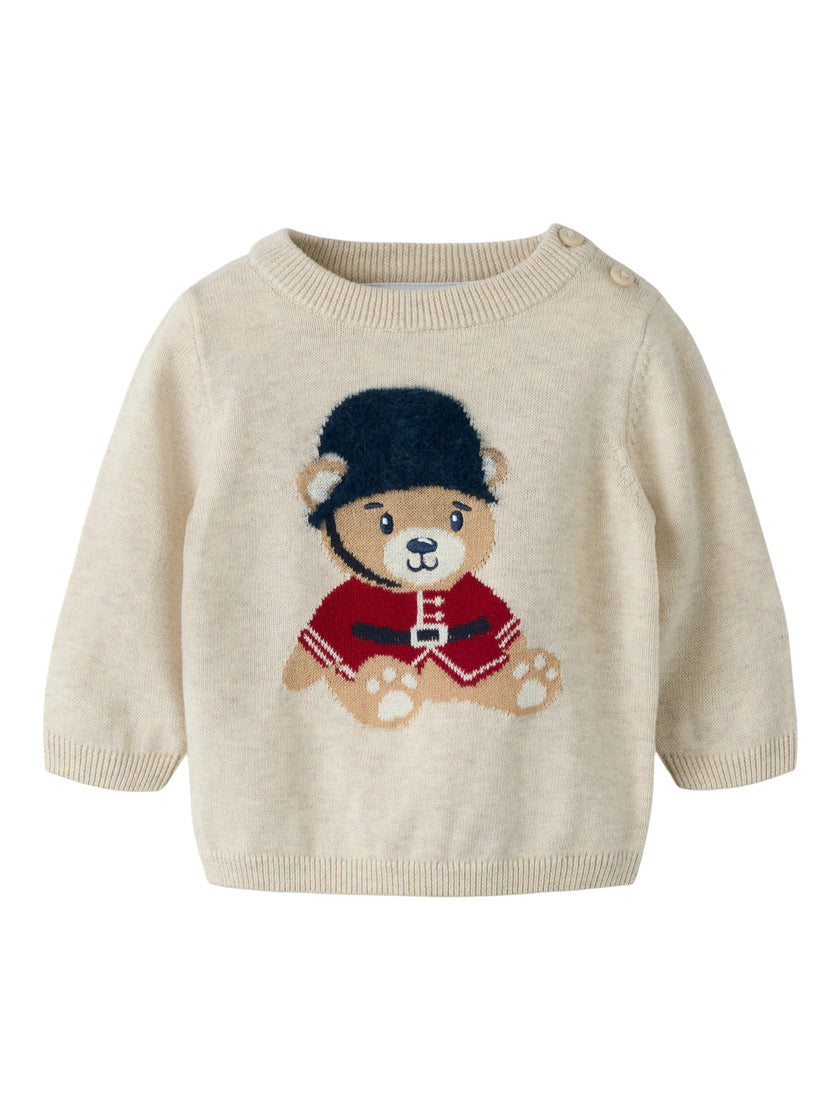 Stickad Jultröja - Peyote Melange - NBMRISO LS KNIT