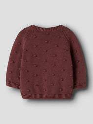 Bubbelstickad Kofta i Ekologisk Bomull - Wild Ginger - NBFNASHA LS KNIT CARD