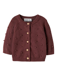 Bubbelstickad Kofta i Ekologisk Bomull - Wild Ginger - NBFNASHA LS KNIT CARD