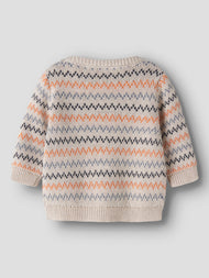 Pullover i Ekologisk Bomull - Peyote Melange - NBMNINO LS KNIT