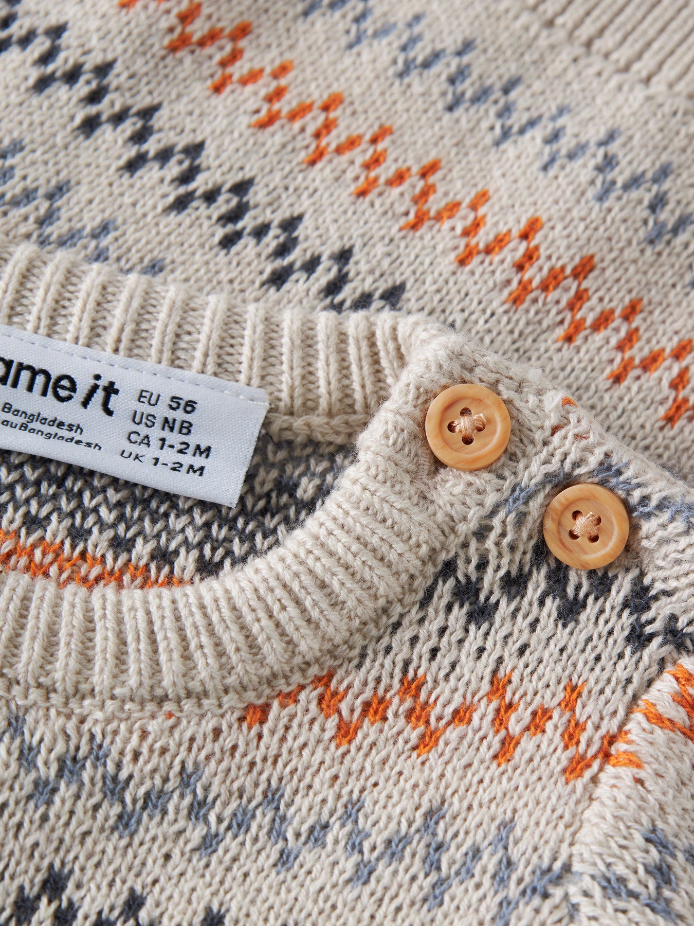 Pullover i Ekologisk Bomull - Peyote Melange - NBMNINO LS KNIT